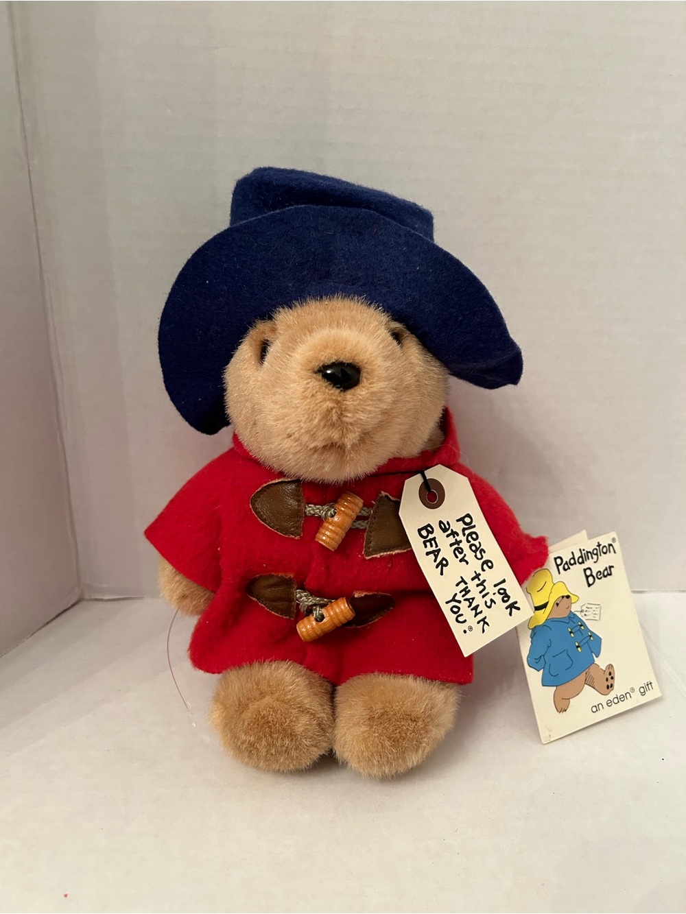Vintage 
Paddington Bear Plush Blue Hat & Red Coat  by Eden toys
